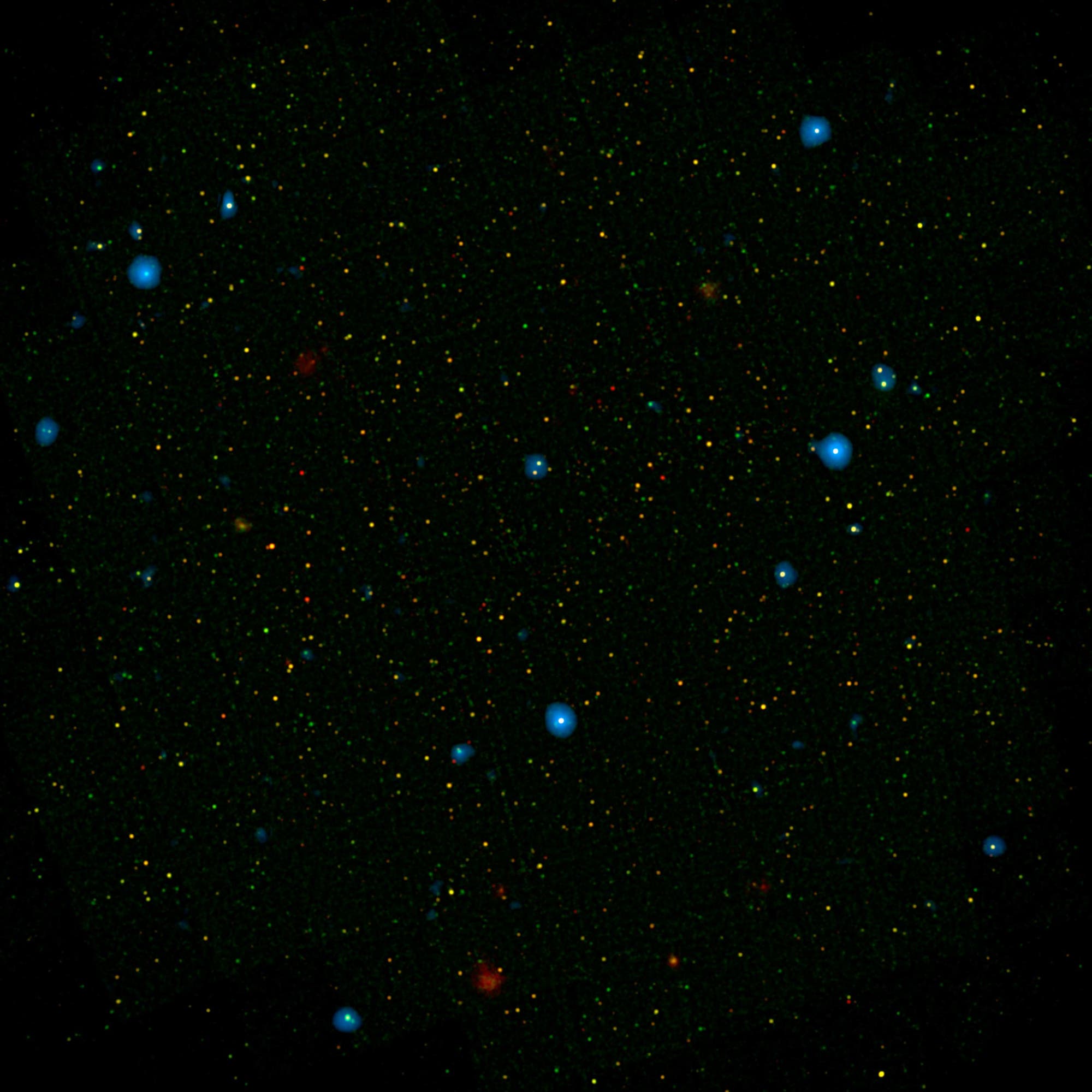 Schwarze Löcher im COSMOS-Feld, Komposit aus Aufnahmen der Röntgensatelliten Chandra und NuSTAR