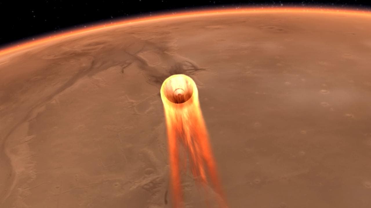 InSight tritt in die Marsatmosphäre ein (Illustration