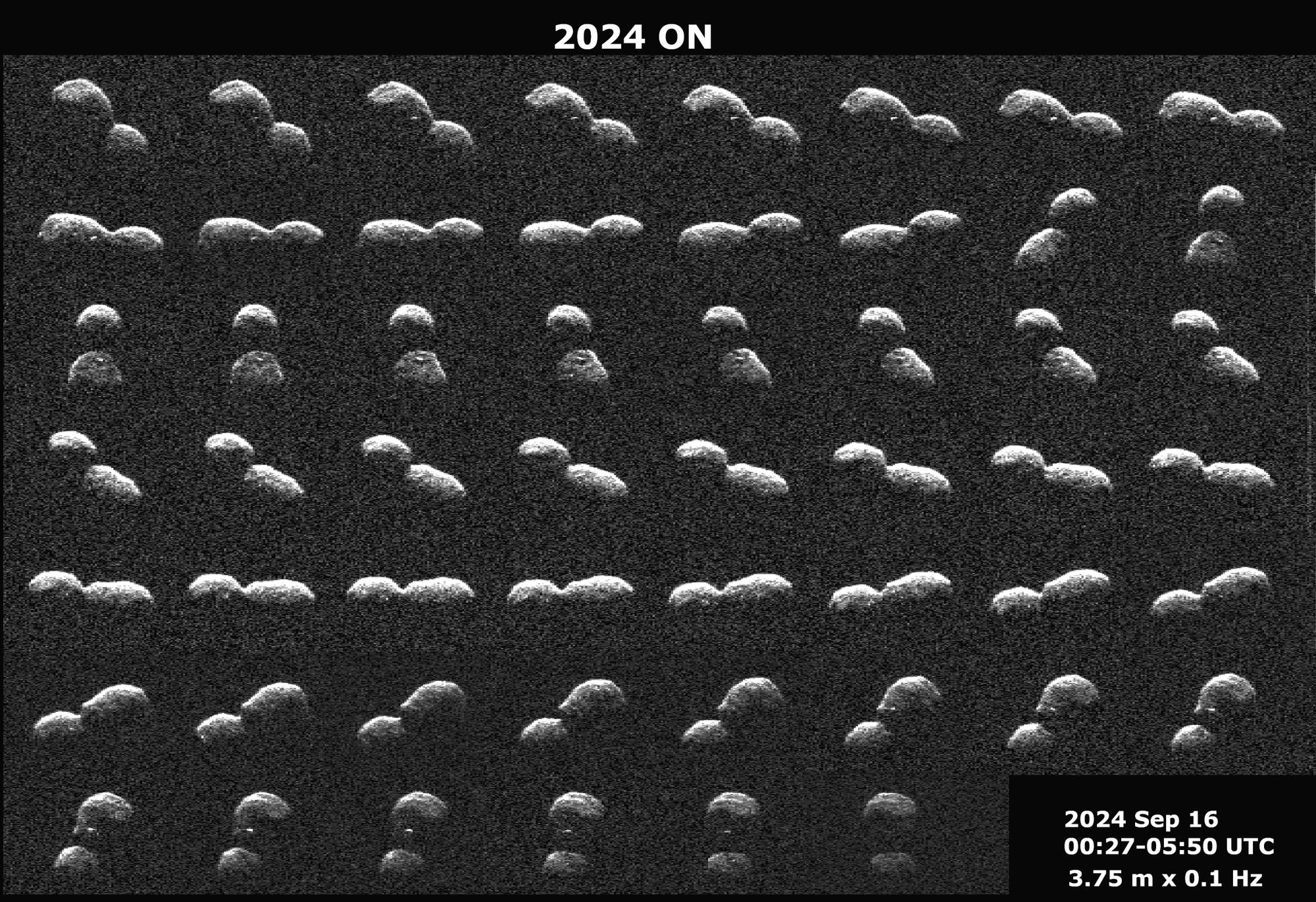 Sieht aus wie eine Erdnuss: Asteroid 2024 ON (Radarbilder der NASA-Antenne in Goldstone)