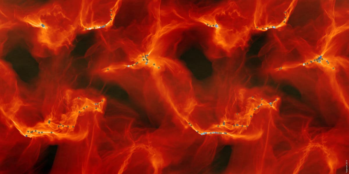 Computersimulation der Sternentstehung in einer turbulenten Gaswolke