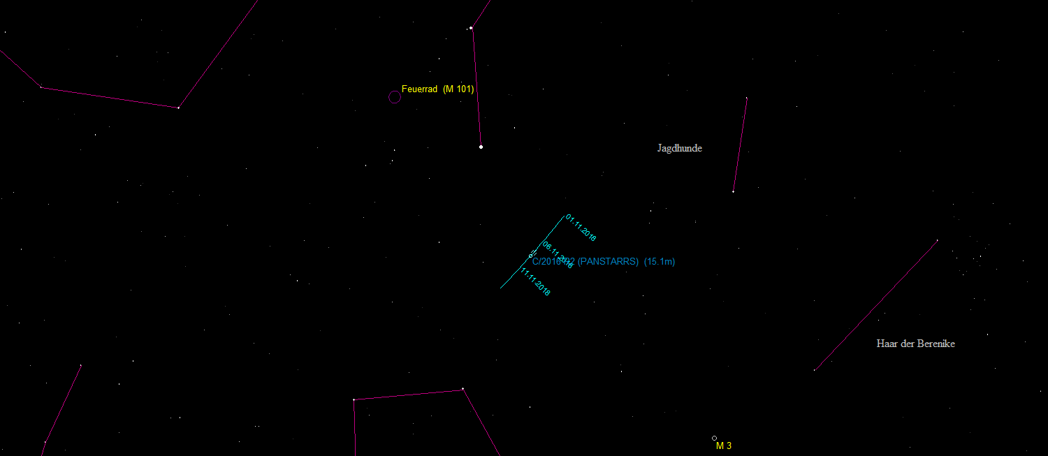 Aufsuchkarte für den Kometen R2 PanSTARRS