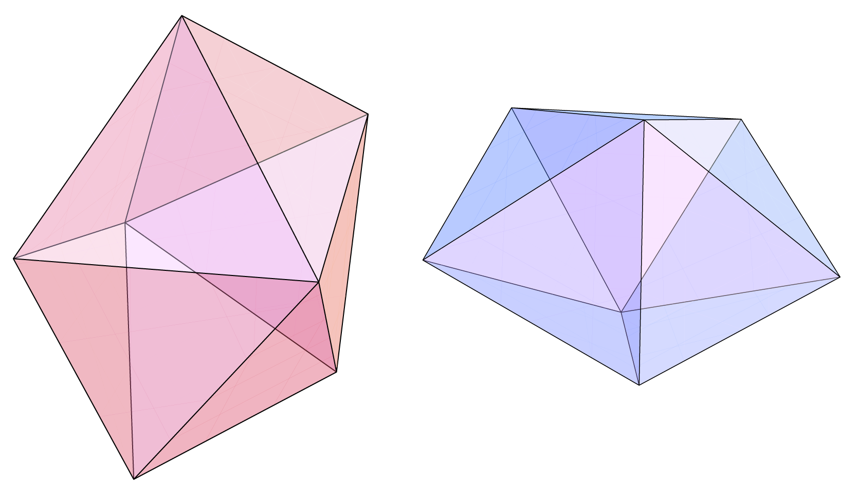 Zwei fünfseitige Doppelpyramiden