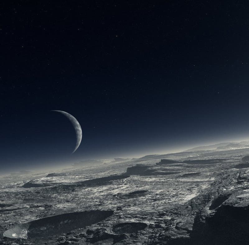 Künstlerische Darstellung von Plutos Oberfläche.