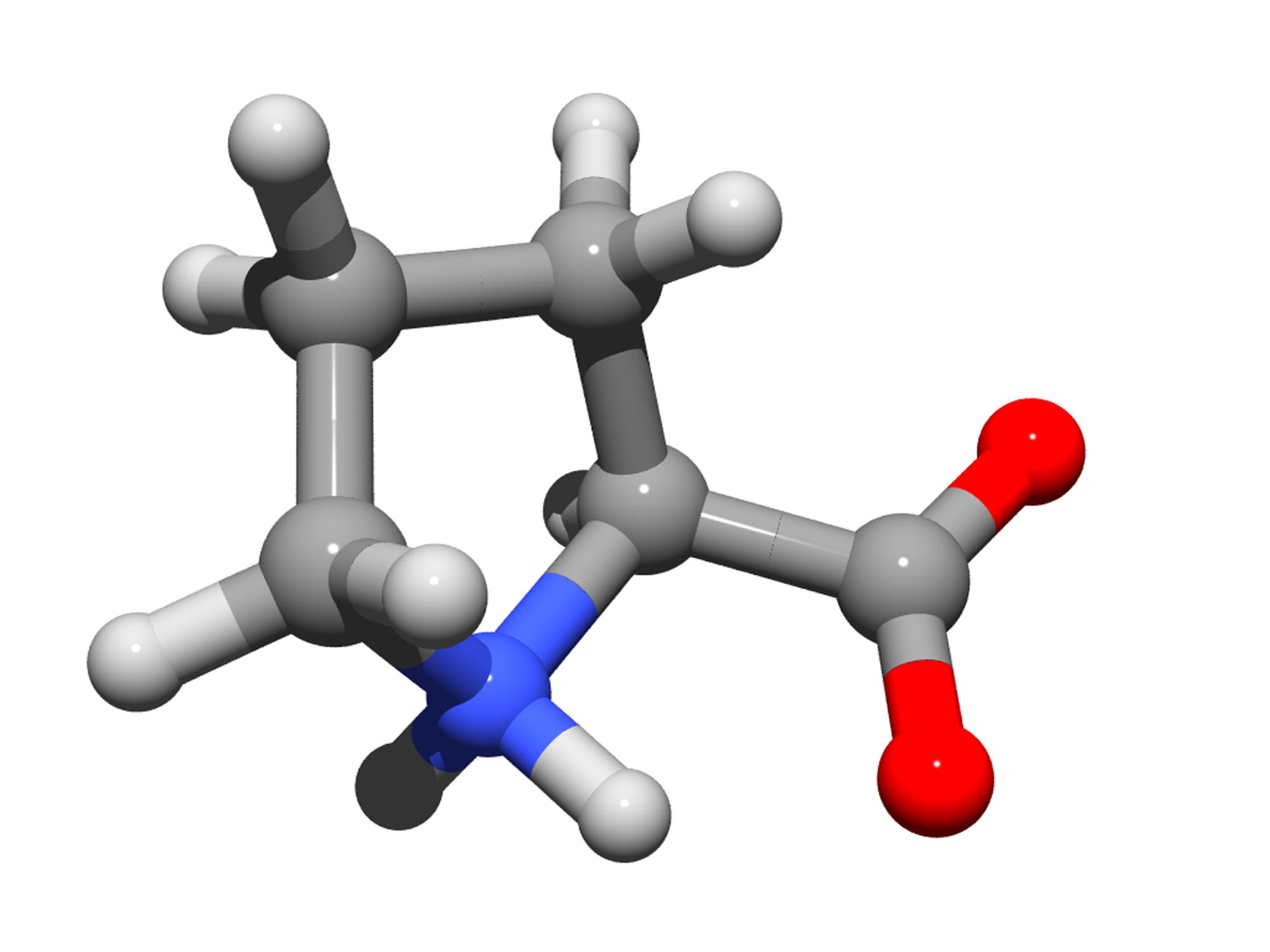 Dreidimensionale Struktur der Aminosäure Prolin