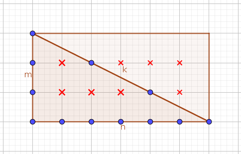 Satz von Pick für zwei rechtwinklige Dreiecke