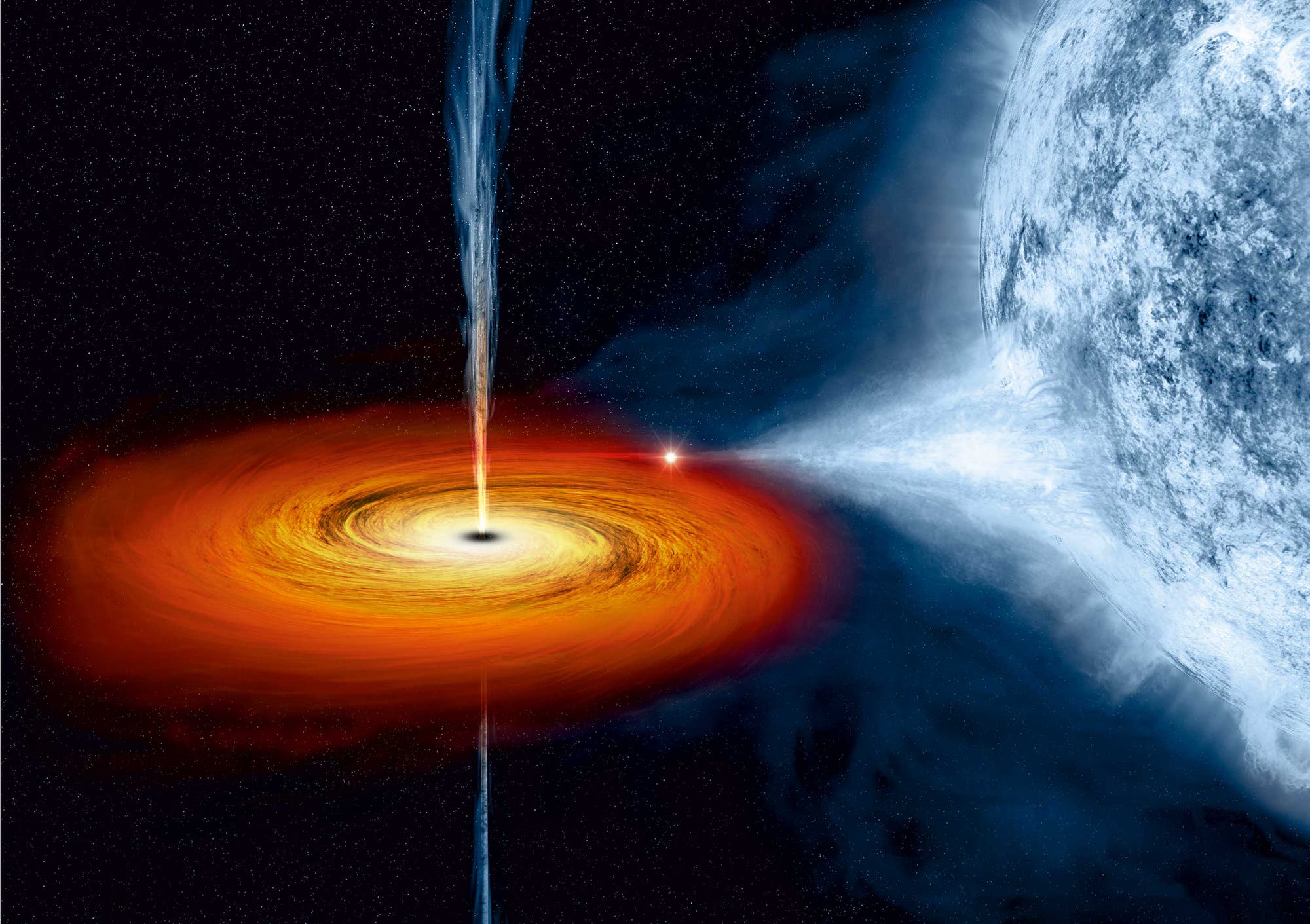 Cygnus X-1 – Schwarzes Loch mit Akkretionsscheibe