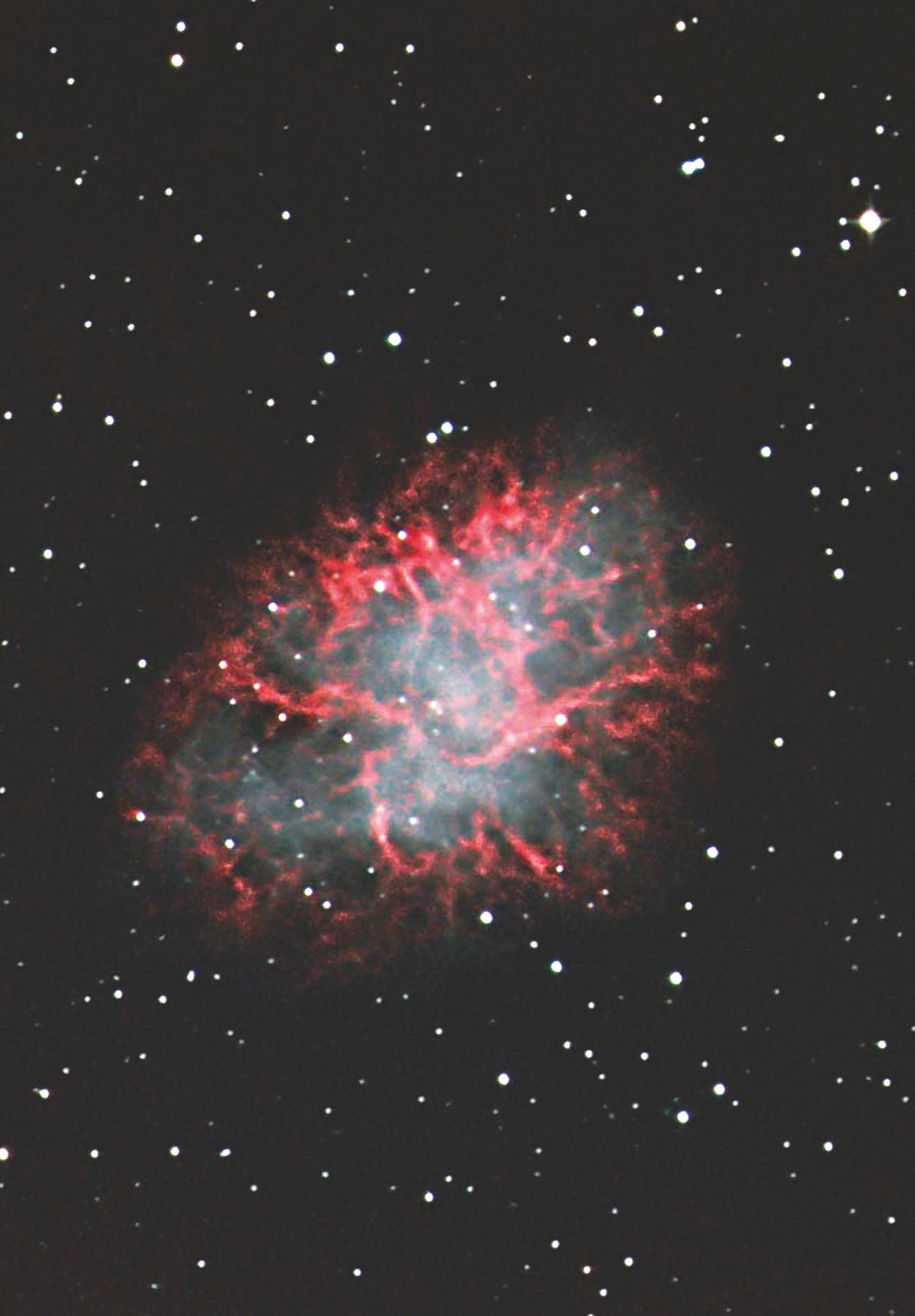 Abbildung 1: Der Krebsnebel Messier 1 im Sternbild Stier