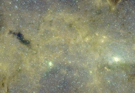 Infrarotaufnahme der Dunkelwolke G0.253+0.016 in der Nähe des galaktischen Zentrums
