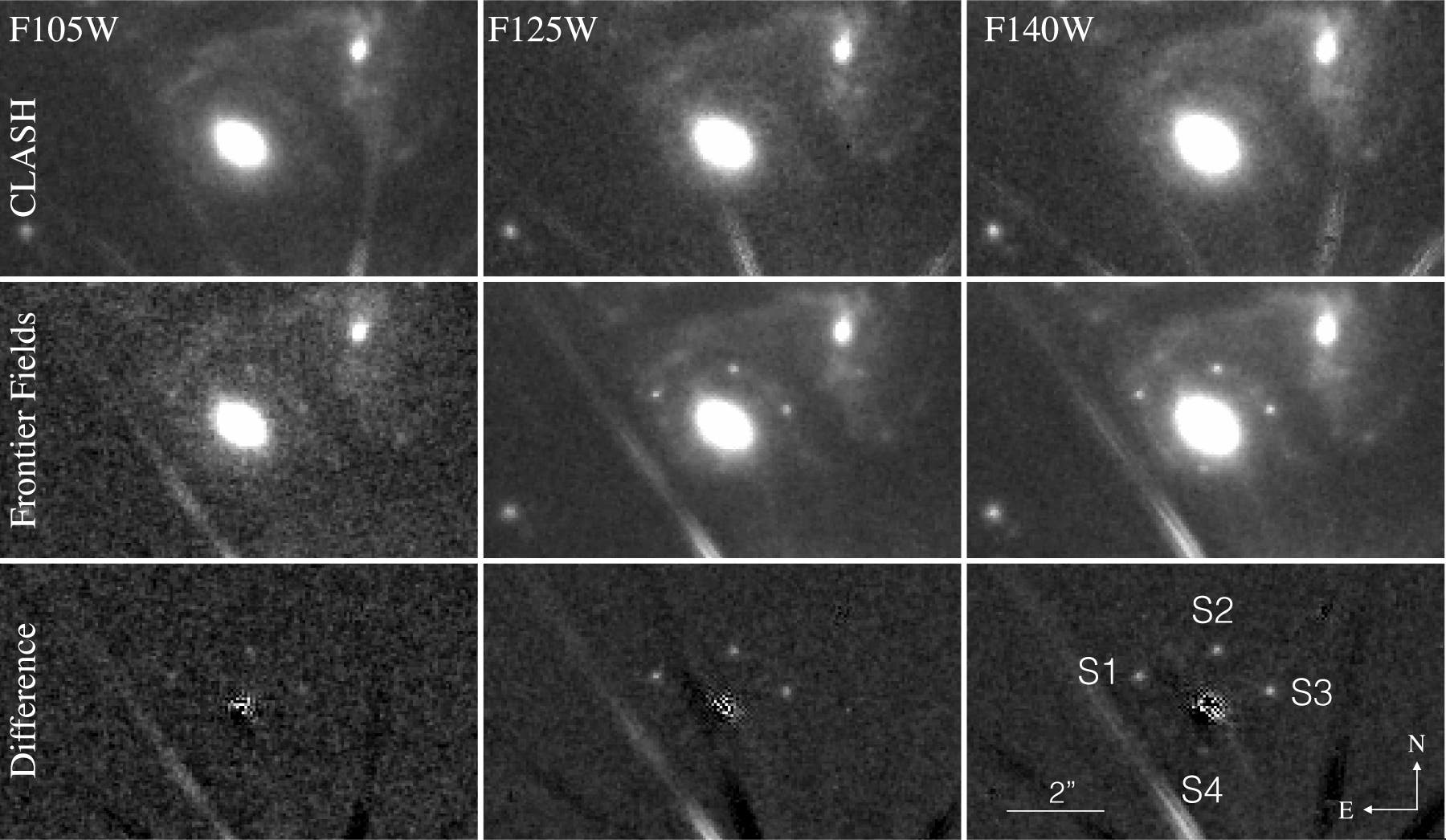 Eine Supernova in vier Bildern (Aufnahmen des Weltraumteleskops Hubble)
