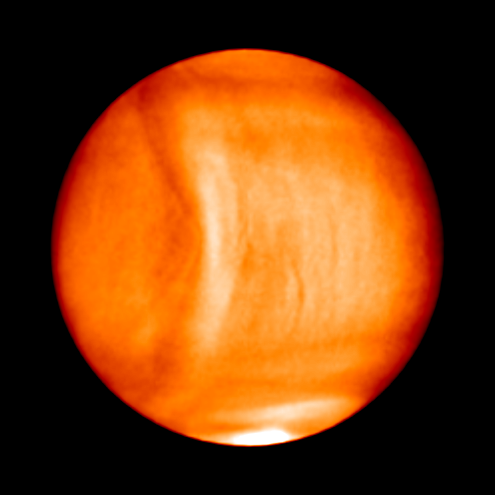 Die Venus im infraroten Licht, fotografiert von der japanischen Raumsonde Akatsuki