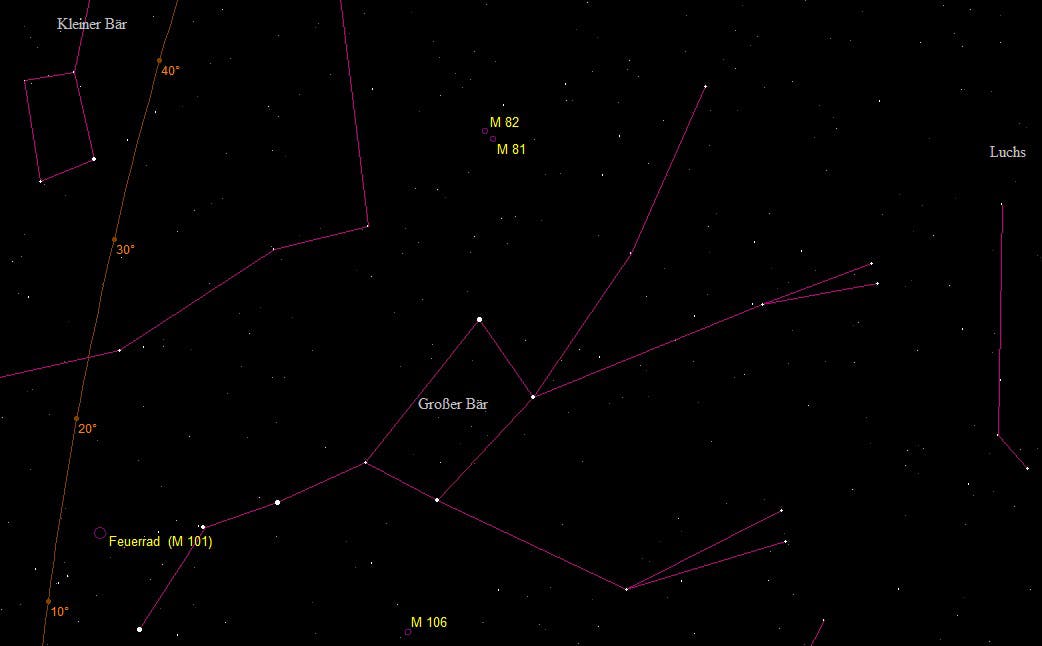 Aufsuchkarte für das Galaxienpaar Messier 81 und 82