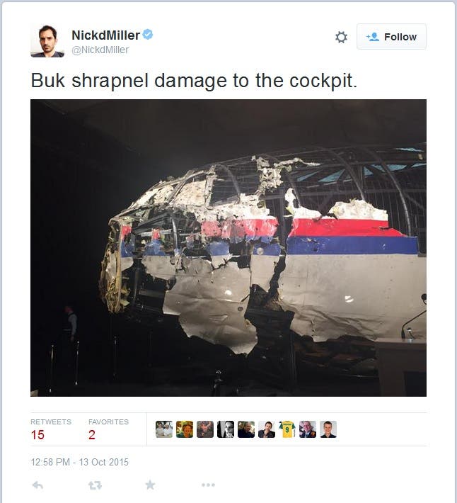 Tweet mit Schäden an Flug MH17