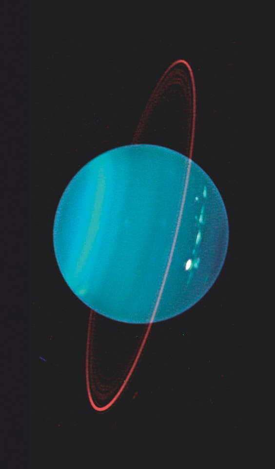 Uranus im Blick des Keck-Teleskops (Infrarotaufnahme)