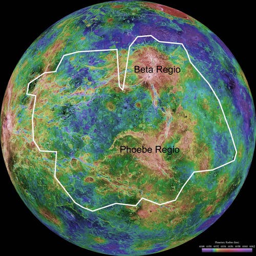 Lage der Infrarotkarte auf der Venusoberfläche