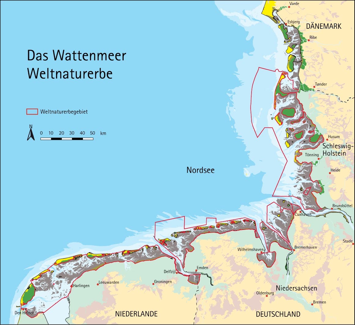 Weltnaturerbe Wattenmeer: Ausgewiesenes Areal 