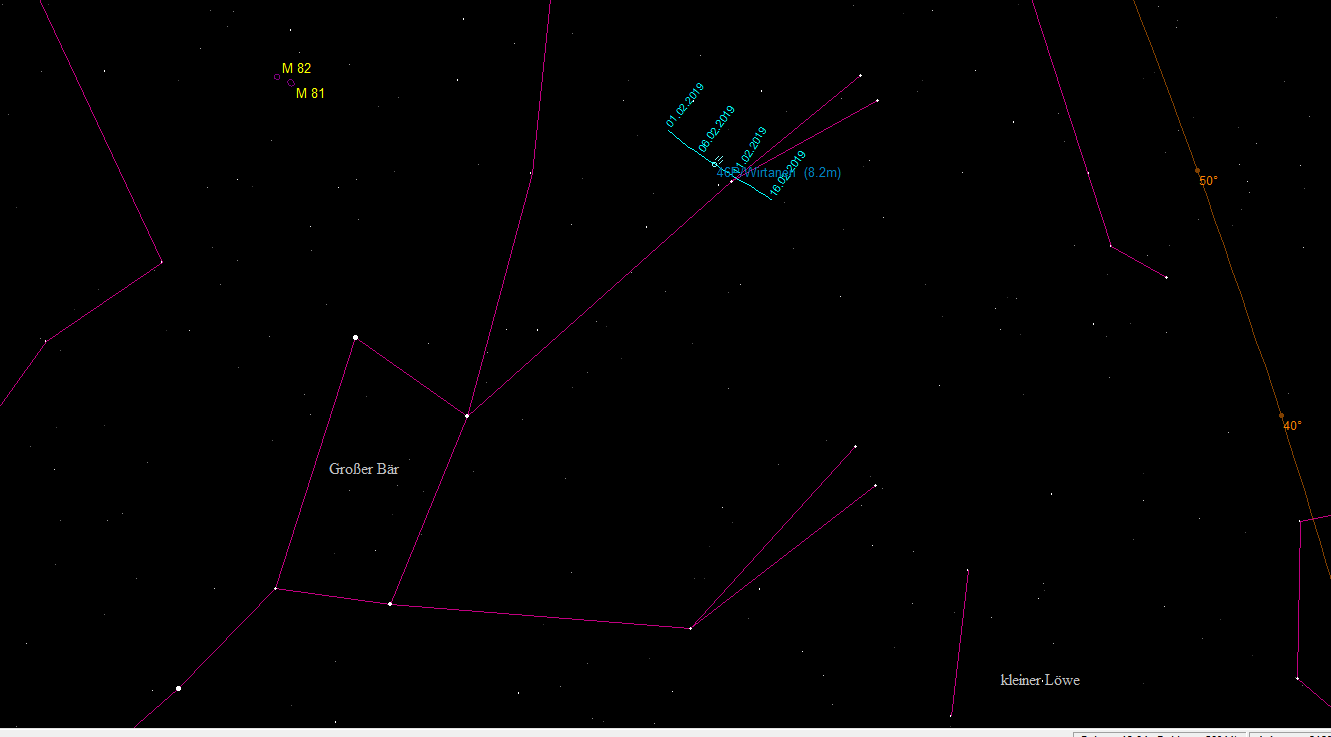 Aufsuchkarte für den Kometen 46P/Wirtanen