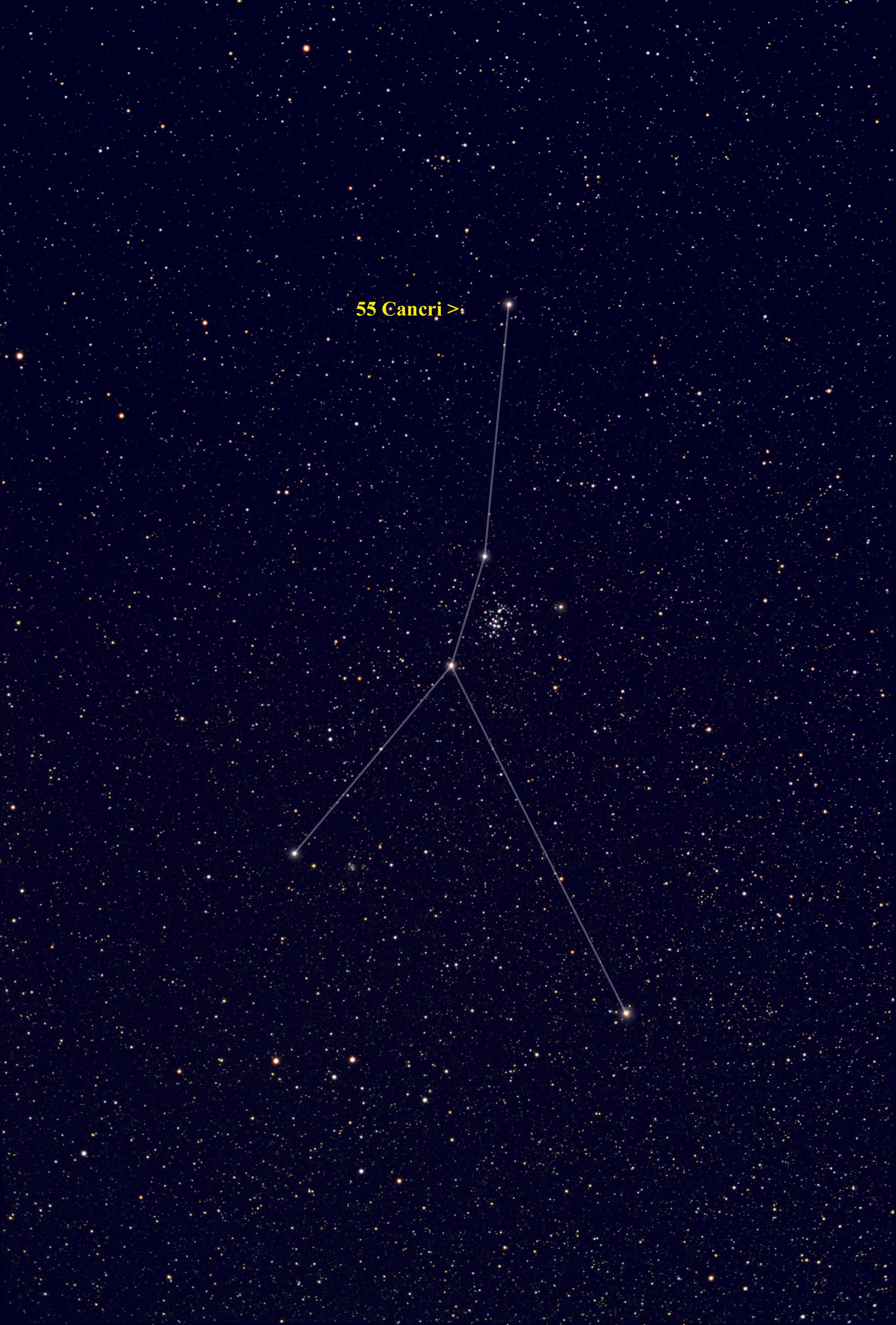 Aufsuchbild für den Stern 55 Cancri