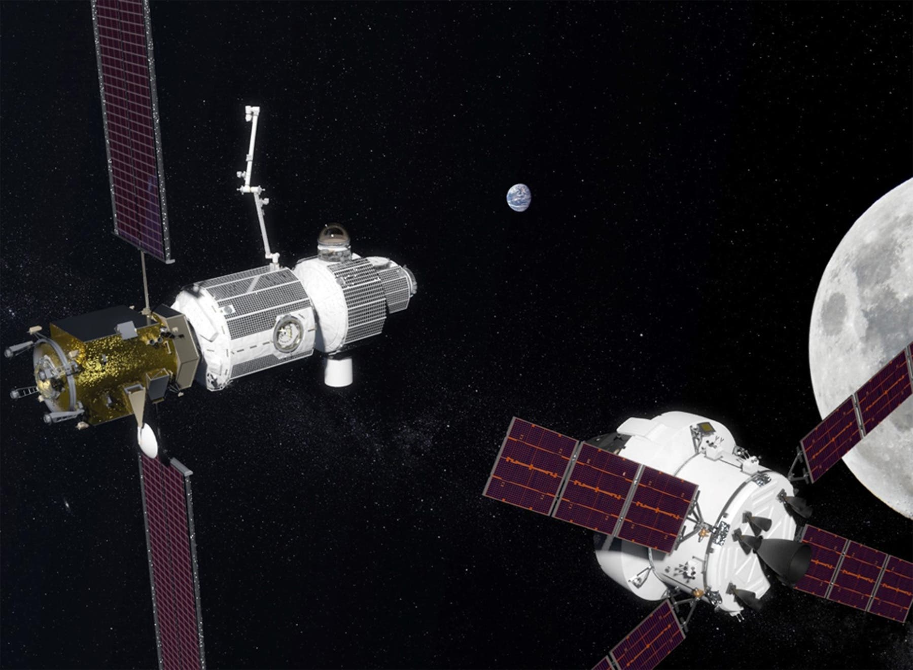Für die Zukunft plant die NASA eine Raumstation in der Nähe des Mondes: das Lunar Orbital Platform-Gateway.