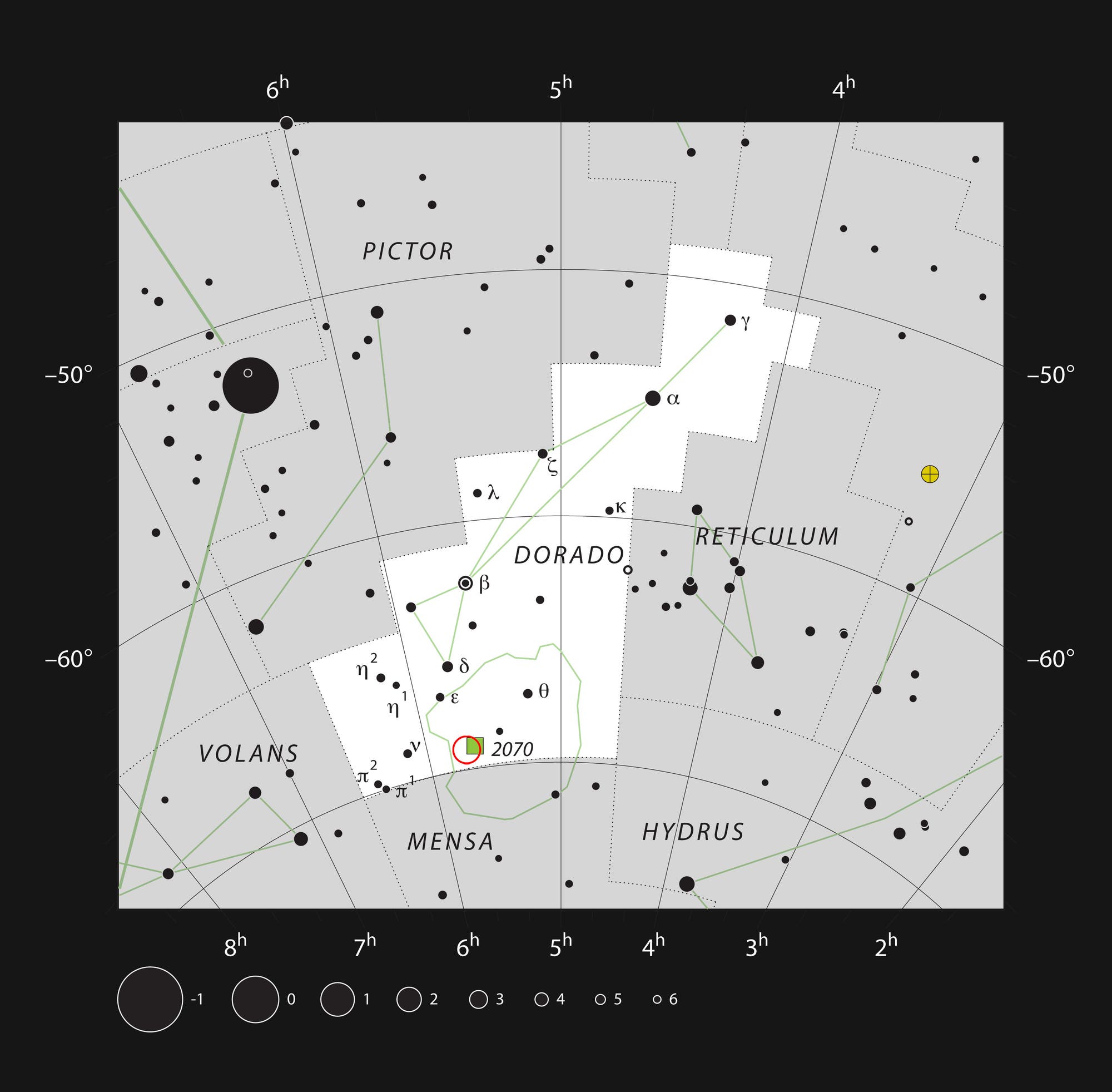 Sternkarte der Umgebung von NGC 2100