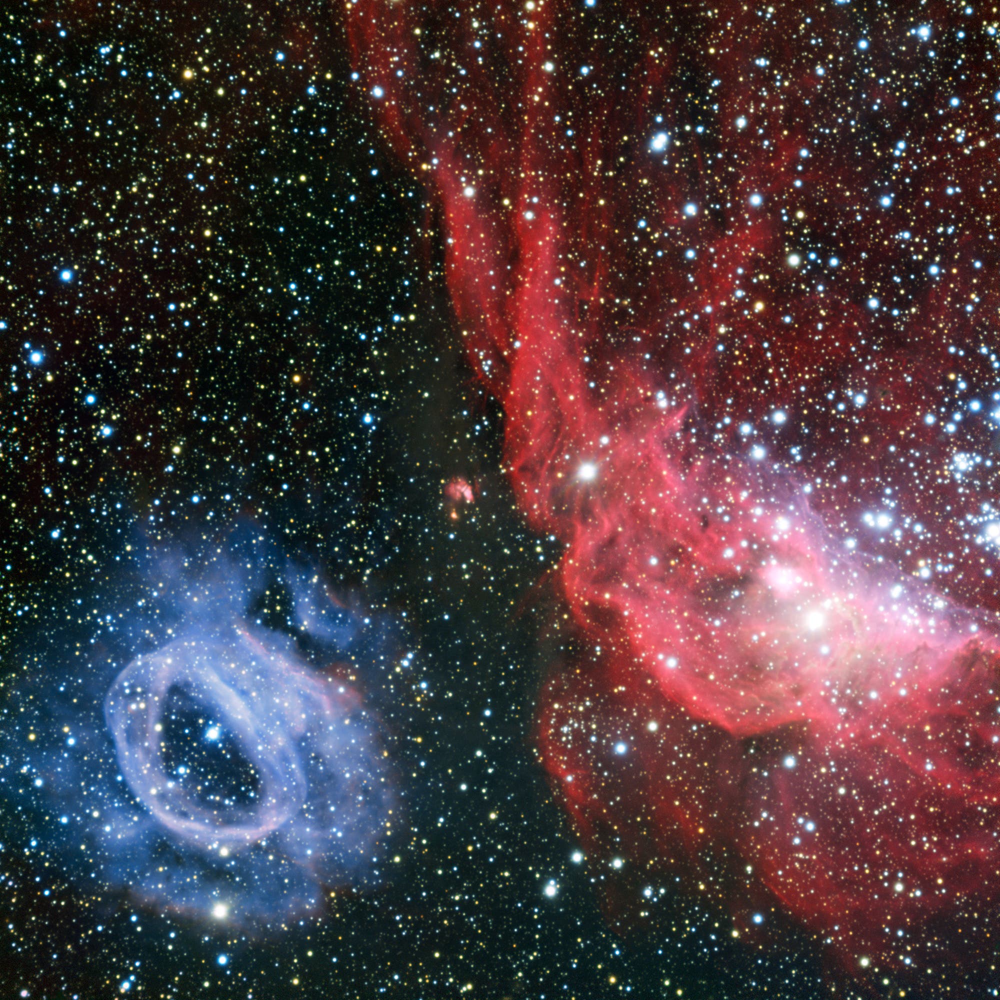 Zwei Gasnebel in der Großen Magellanschen Wolke	