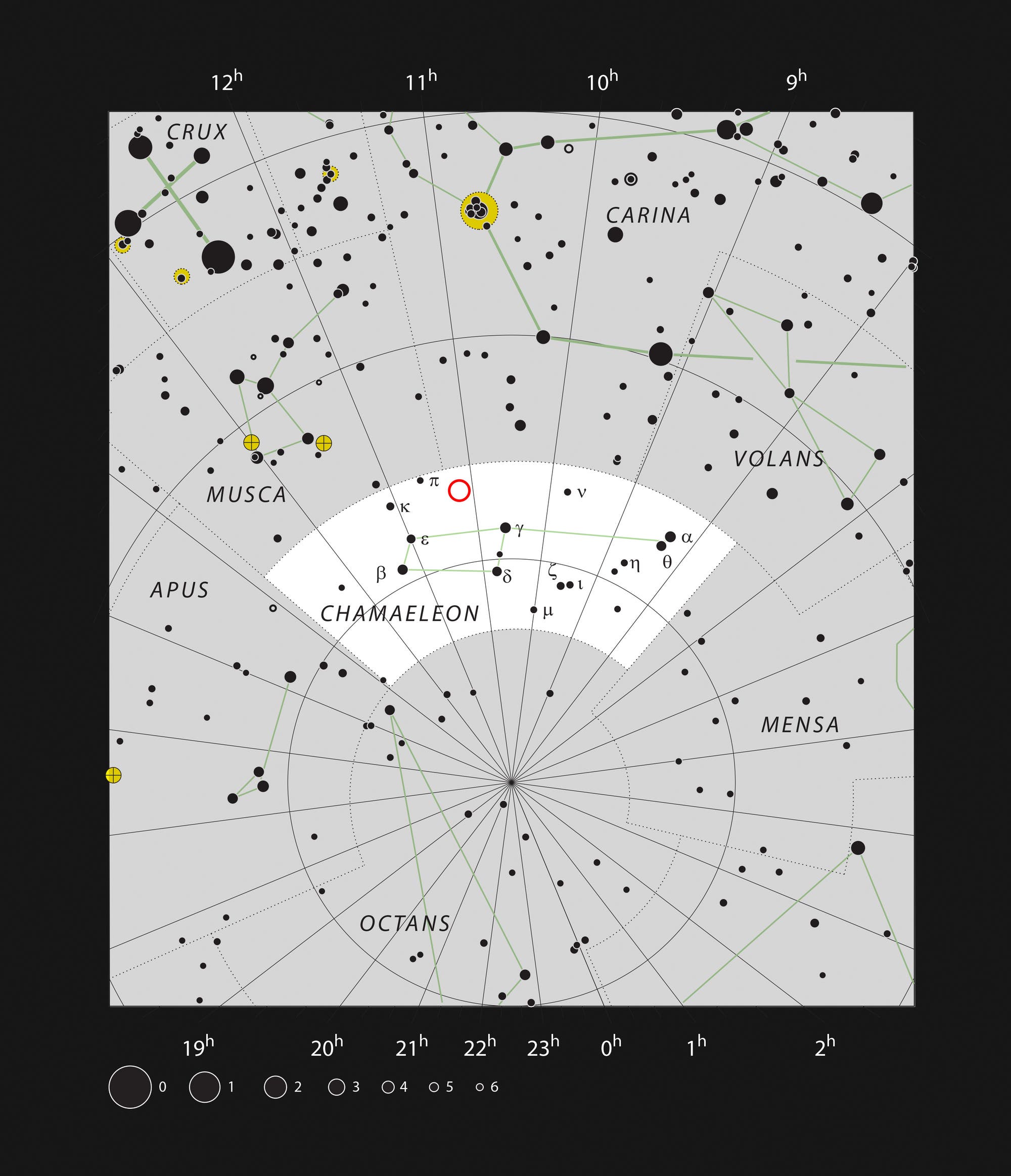 Der Reflexionsnebel IC 2631 im Sternbild Chamäleon (Übersichtskarte)