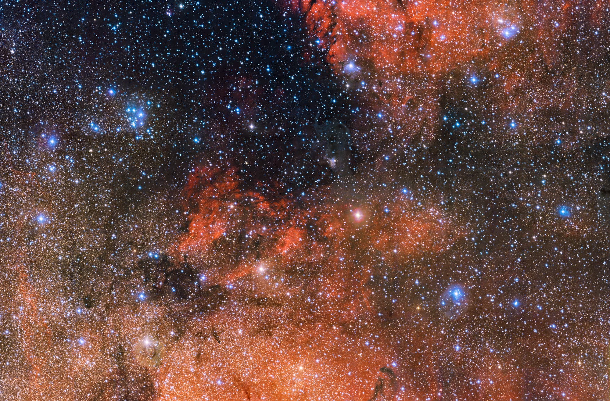 Das Umfeld um den offenen Sternhaufen Messier 18 im Sternbild Schütze (Übersichtbild)