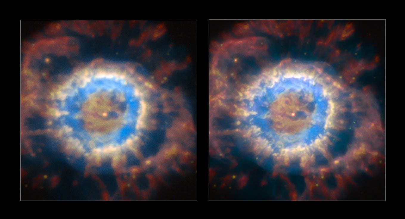 Der Planetarische Nebel NGC 6369 ohne und mit Korrektur