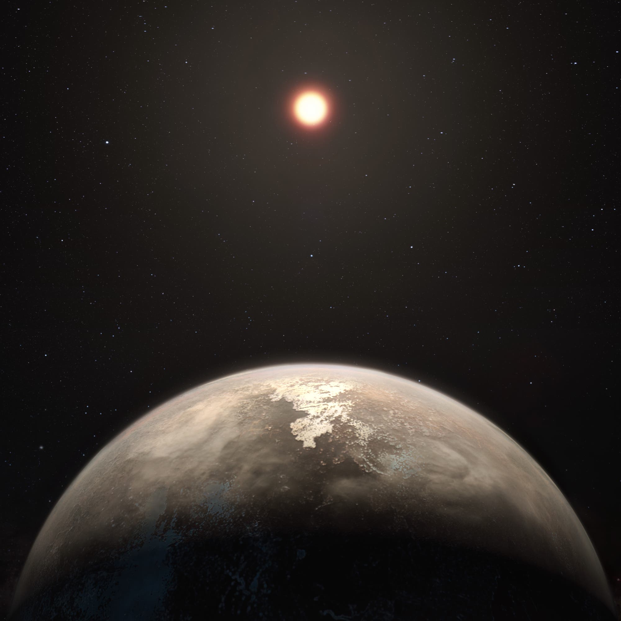 Der Planet Ross 128b im Sternbild Jungfrau (künstlerische Darstellung)