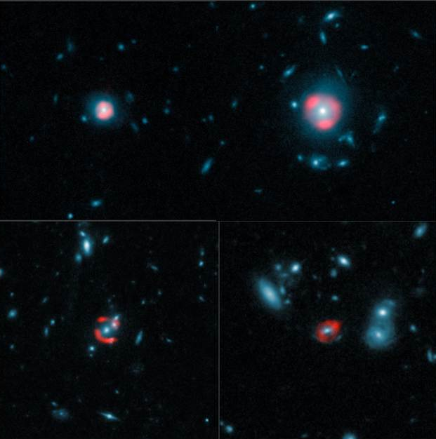 Hintergrundgalaxien durch Gravitationslinseneffekt sichtbar