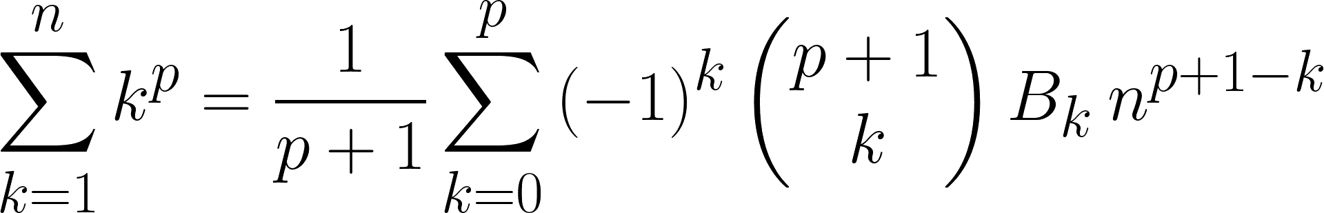 Formel zur Addition der ersten n Zahlen zur k-ten Potenz