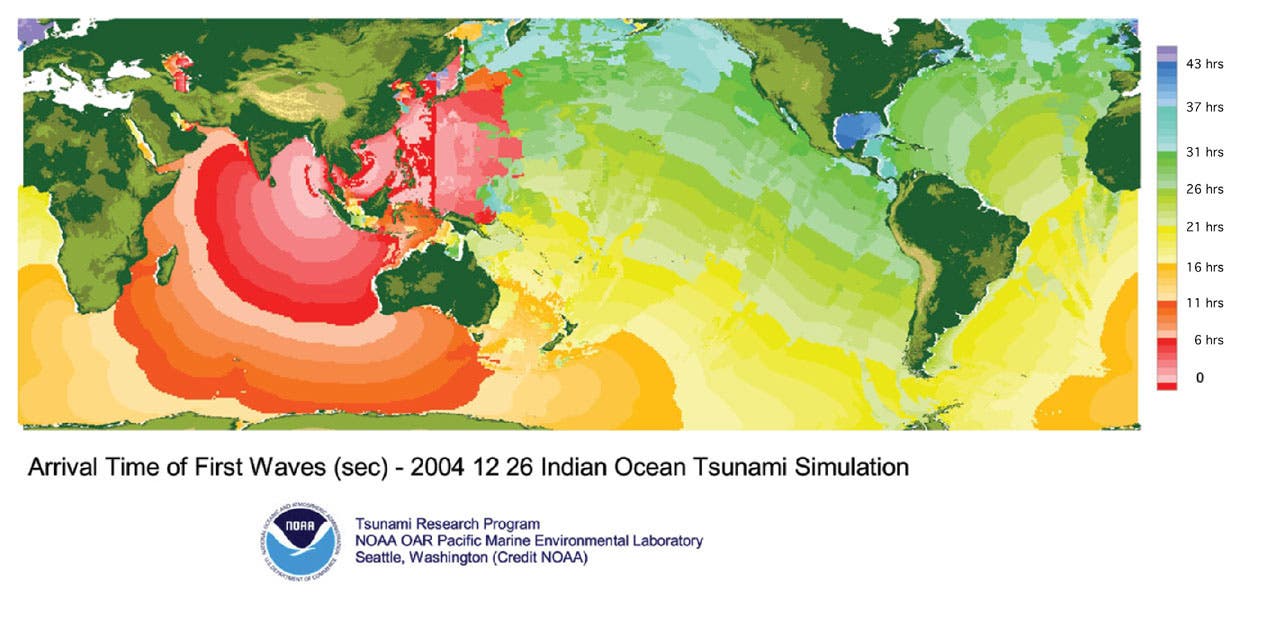 Ausbreitung der Tsunamis durch die Weltmeere