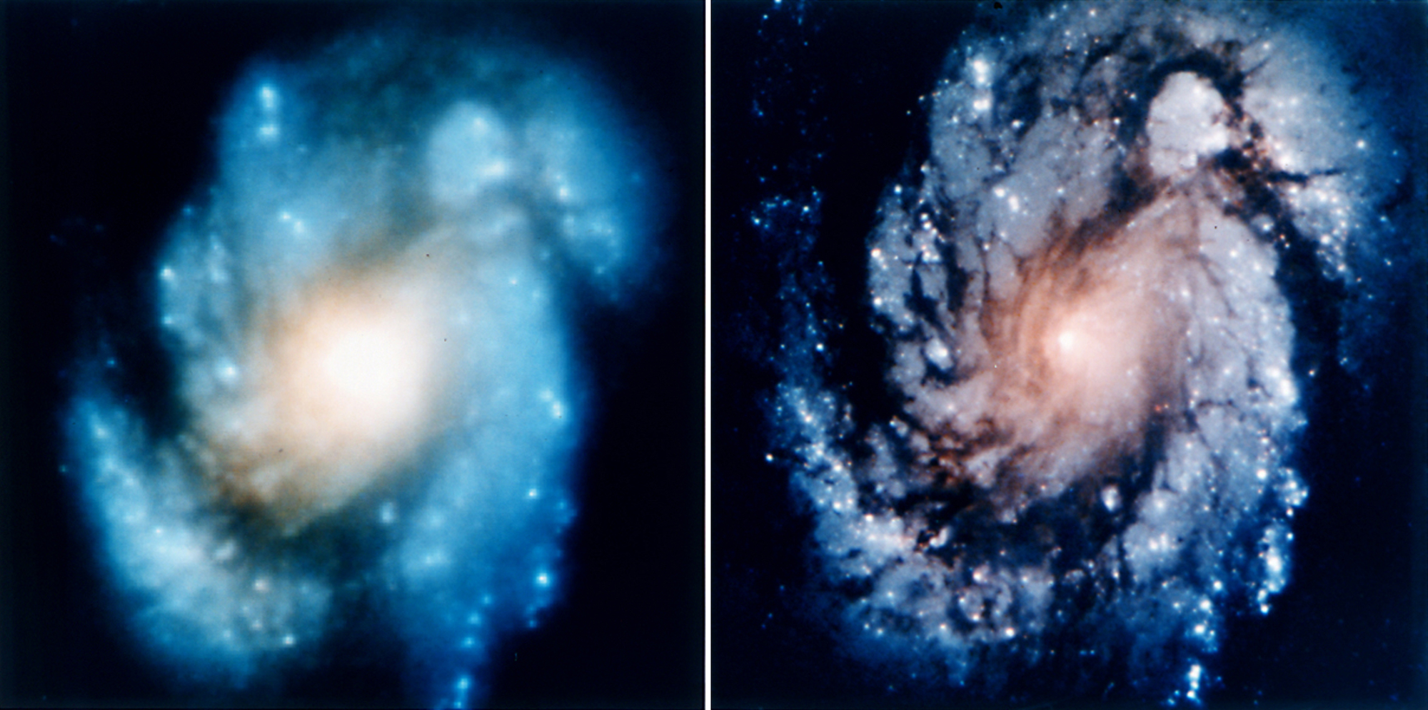 Hubble-Teleskop vor und nach der Optikkorrektur