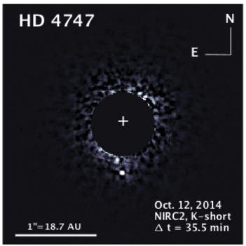 Der Braune Zwerg HD 4747B (Aufnahme mit NIRC2 des Keck-Teleskops)