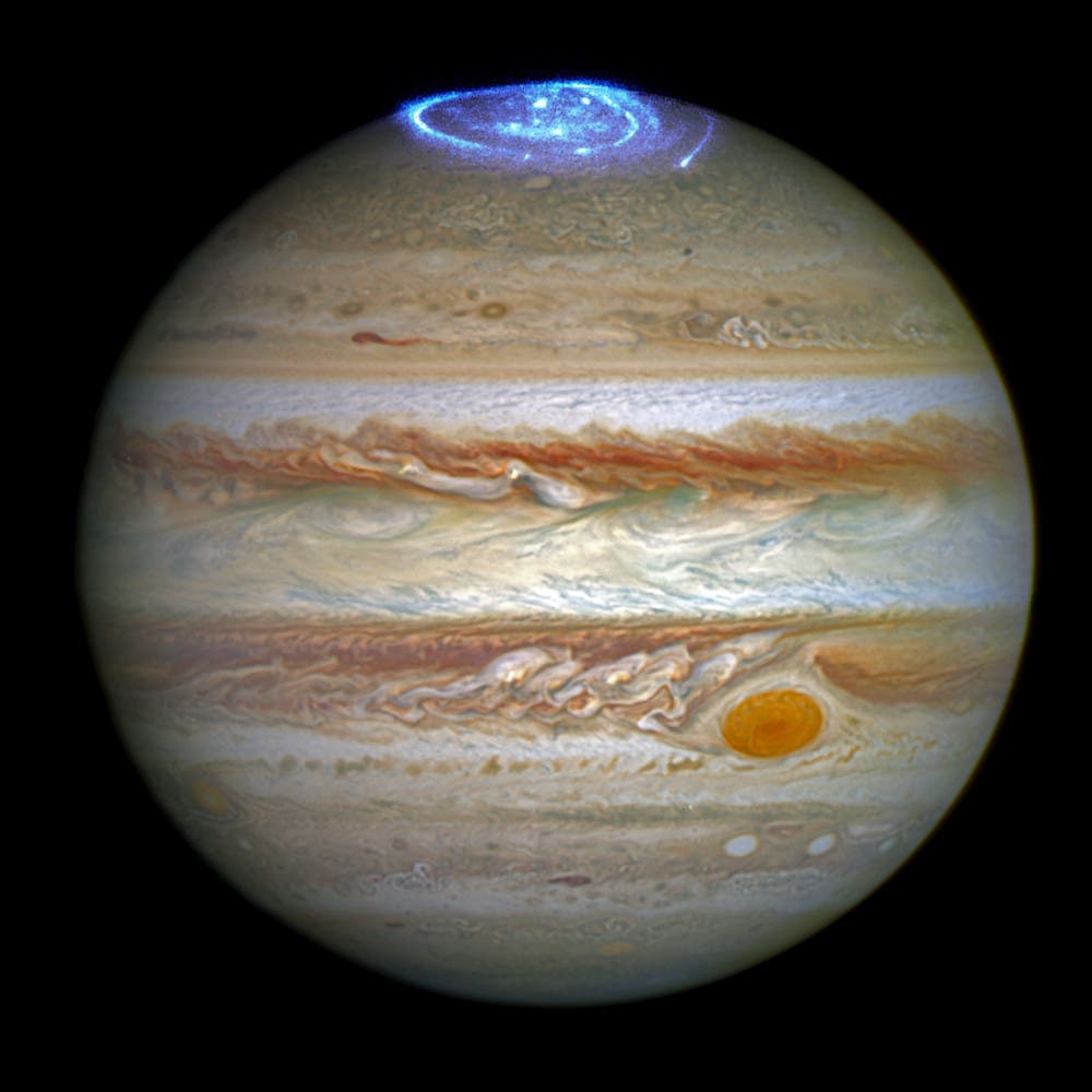 Polarlichter auf Jupiter, Aufnahme des Weltraumteleskops Hubble