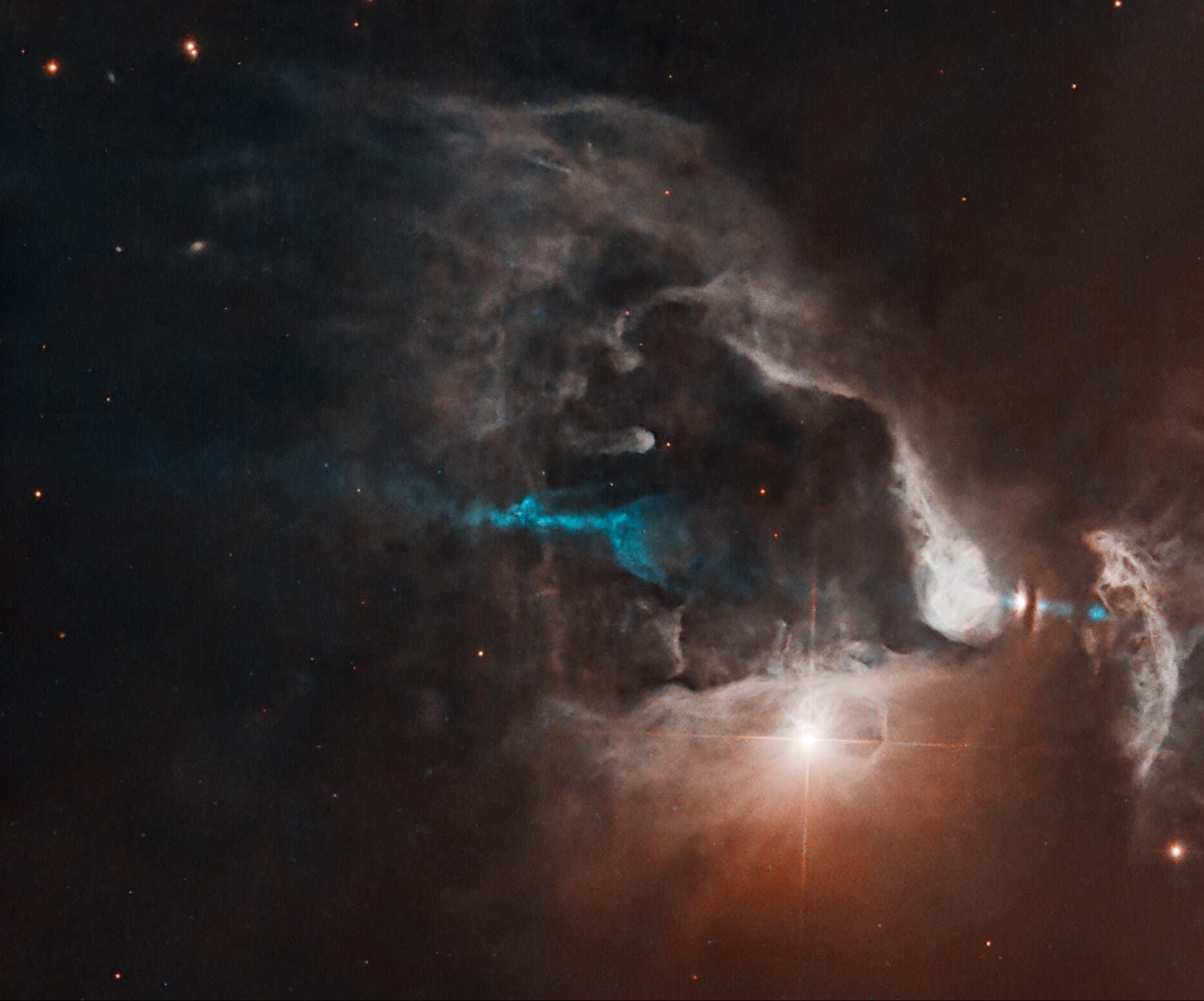 Ein neuer Stern im Sternbild Stier (Aufnahme des Weltraumteleskops Hubble)