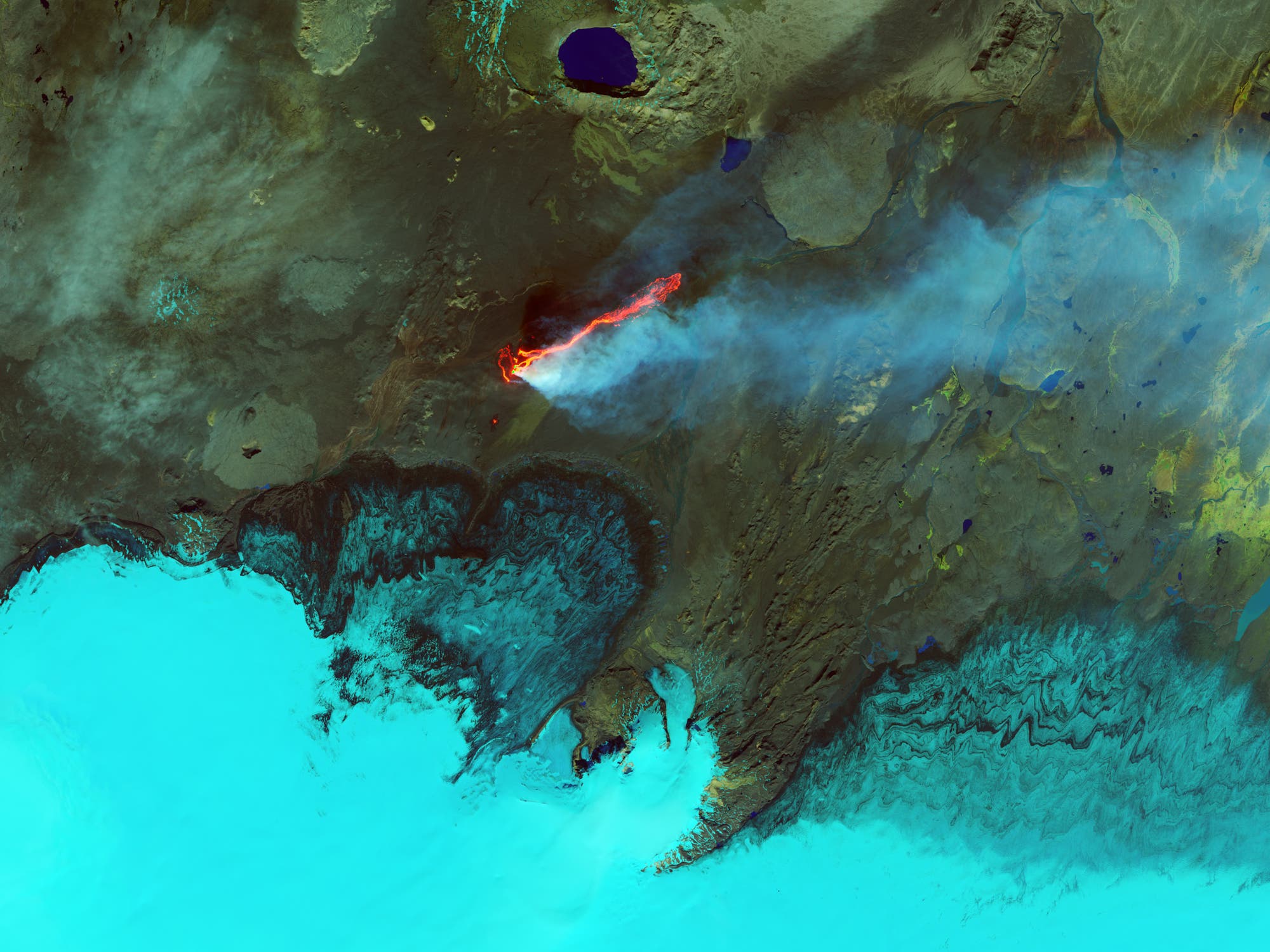 Satellitenbild der vulkanischen Aktivität