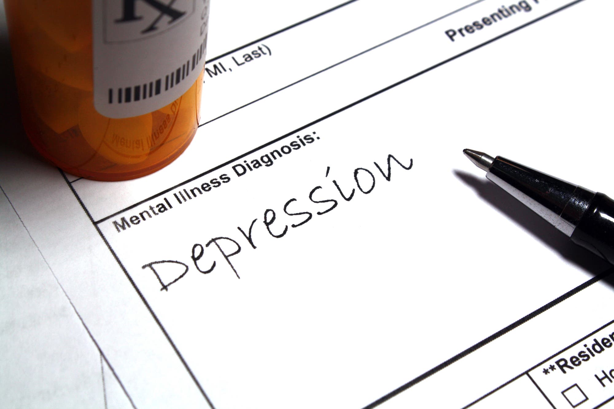 Ein Diagnosezettel mit dem Vermerk »Depression«