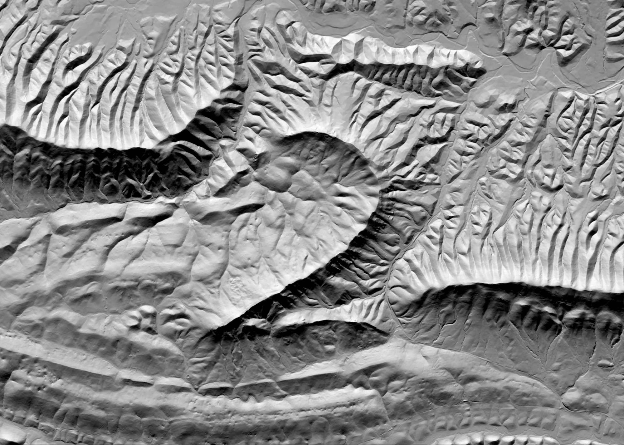 Digitales Geländemodell des Cove Mountain. Leider gibt es in den Appalachen keinen Berg, der aussieht wie eine&nbsp;4.
