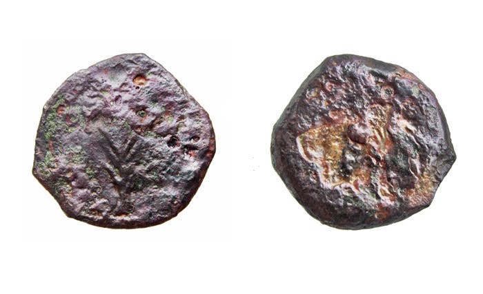 Einige der römischen Bronzemünzen