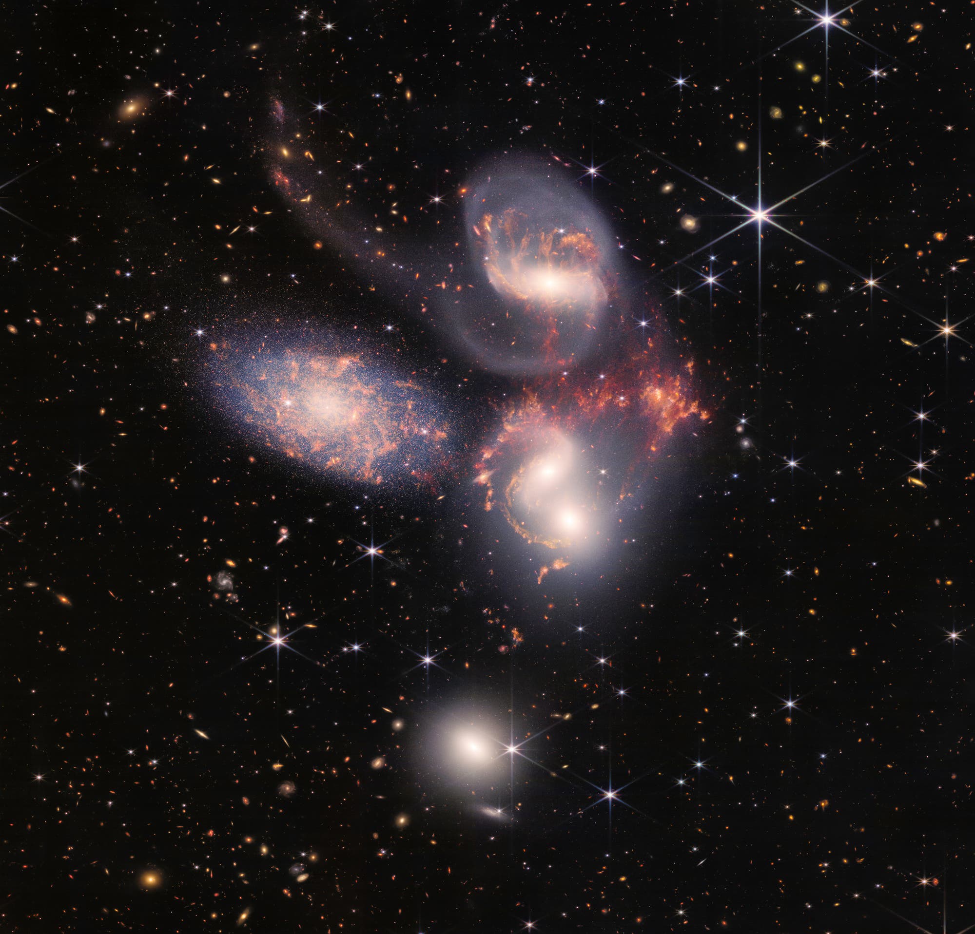 Stephans Quintett, eine Gruppe aus fünf Galaxien