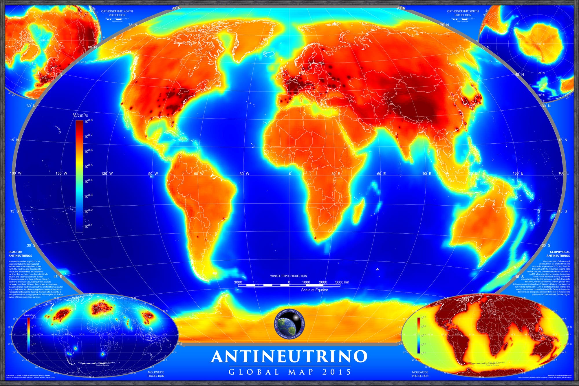 Weltkarte der Antineutrino-Emissionen