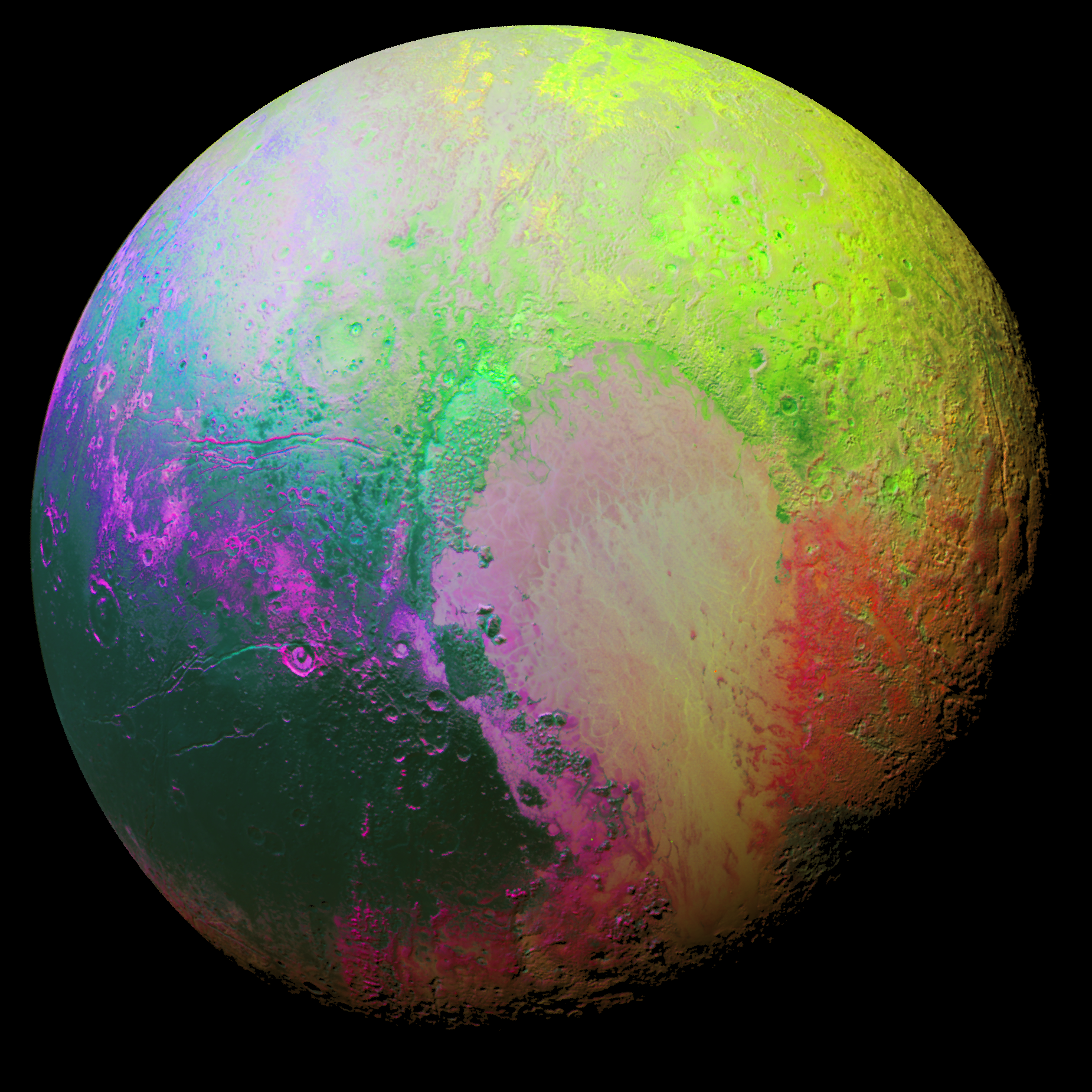 Pluto in Falschfarbendarstellung