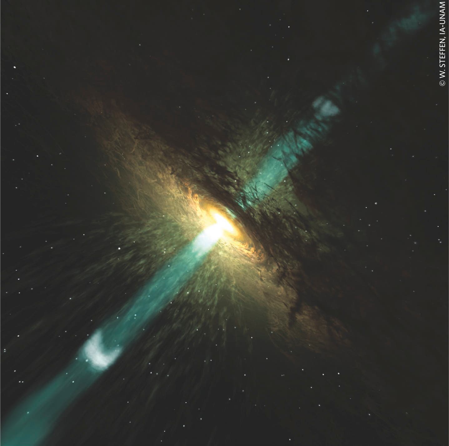 Der Jet von Messier 81 (künstlerische Darstellung)