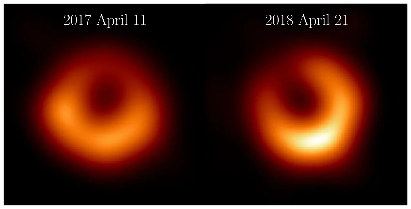 Mit dem Event-Horizon-Teleskop (EHT) wurde im April 2017 und 2018 das zentrale Schwarze Loch in der Riesengalaxie Messier 87 beobachtet.