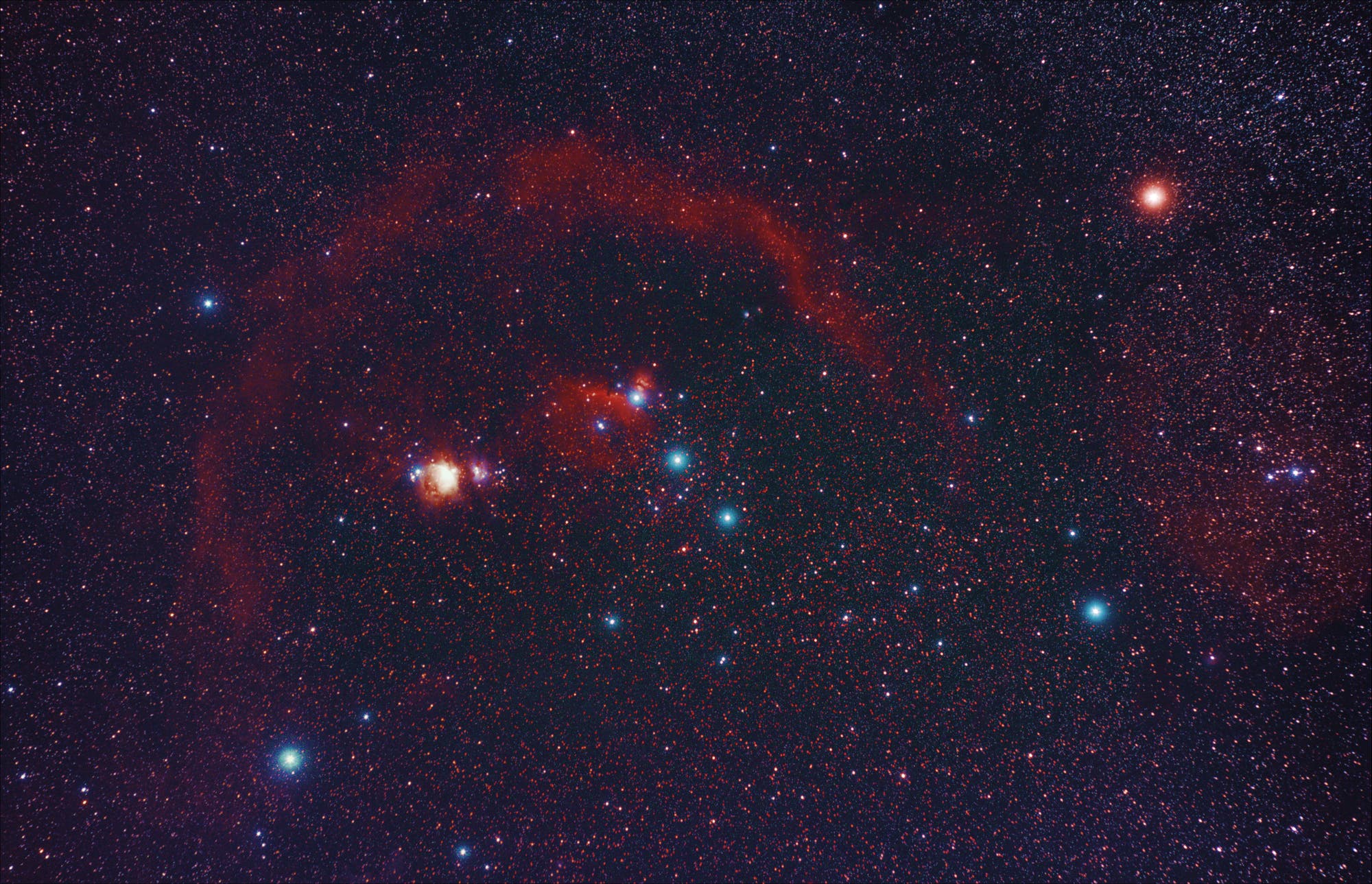 Übersichtsbild der Nebel im Sternbild Orion