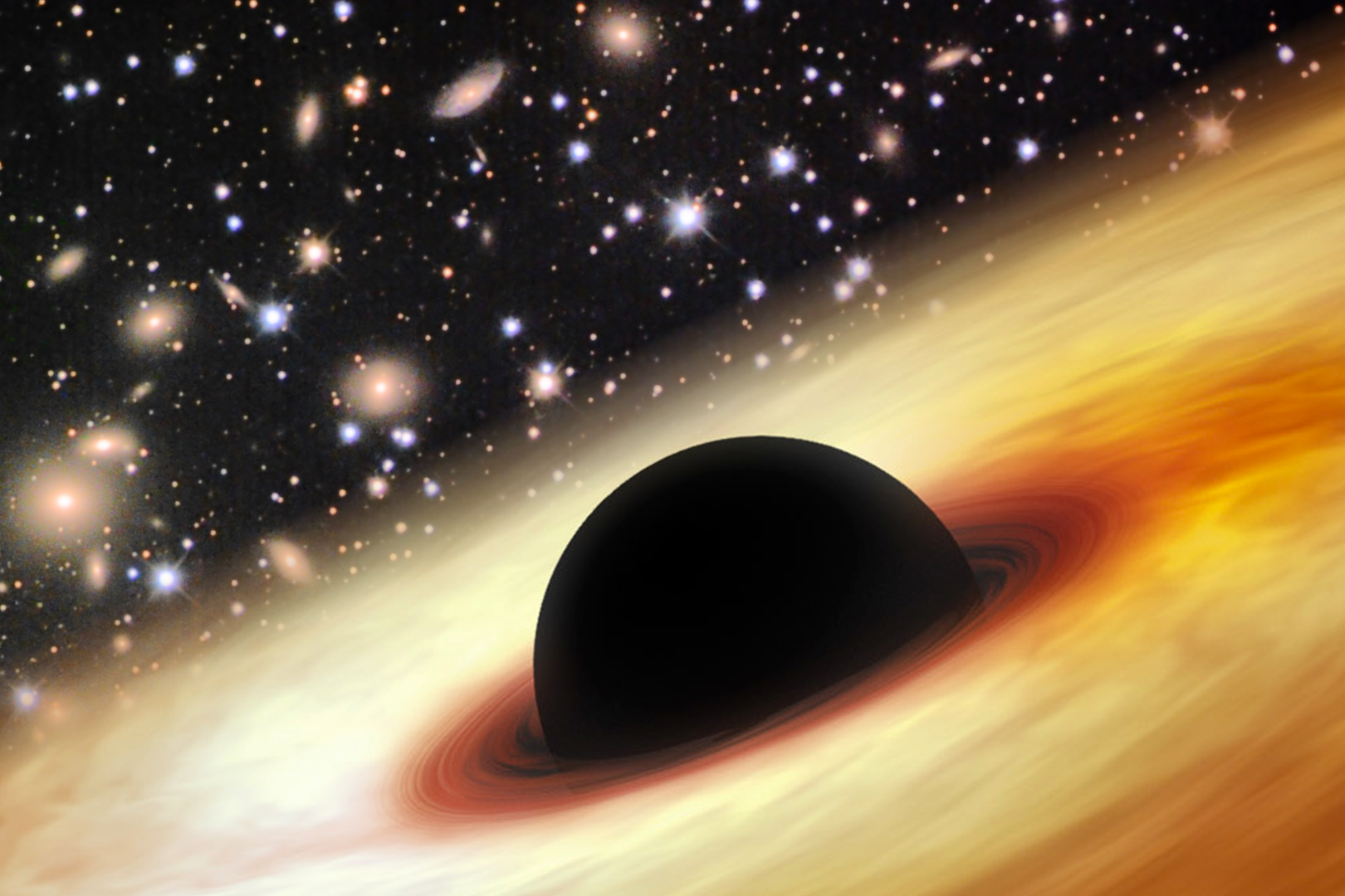Ein extrem massereiches Schwarzes Loch (Computergrafik)