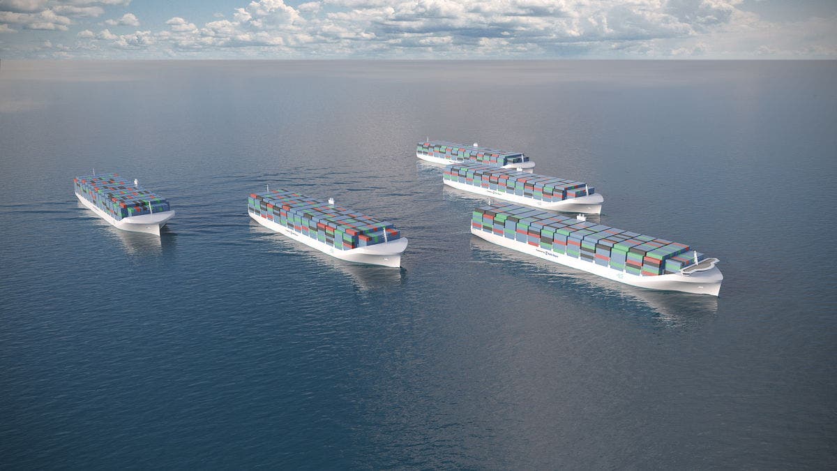 Eine Flotte von Containerriesen