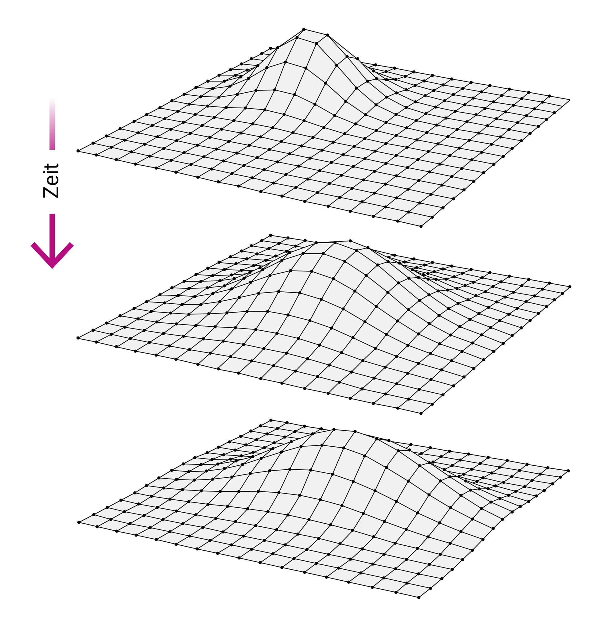 einfache Darstellung der zeitlichen Entwicklung eines Felds mit einem Gitternetz