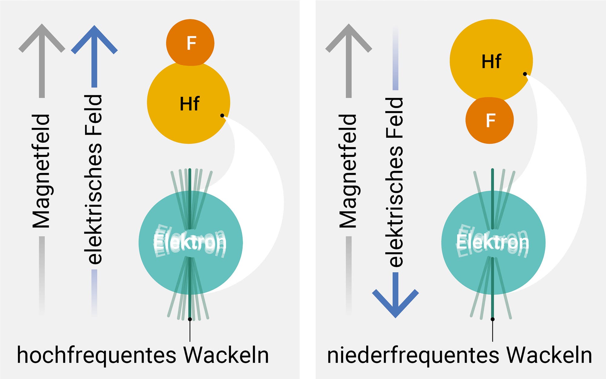 Elektronen im Molekül wackeln je nach angelegtem Feld unterschiedlich stark