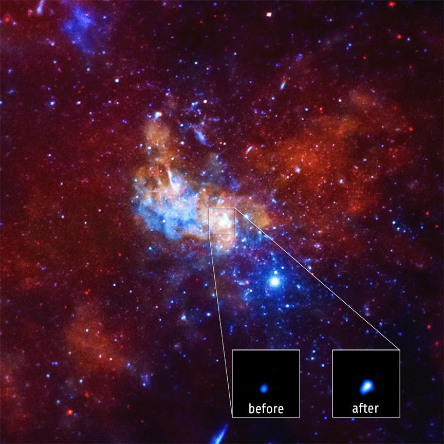 Röntgenausbruch im galaktischen Zentrum (Chandra-Aufnahme)